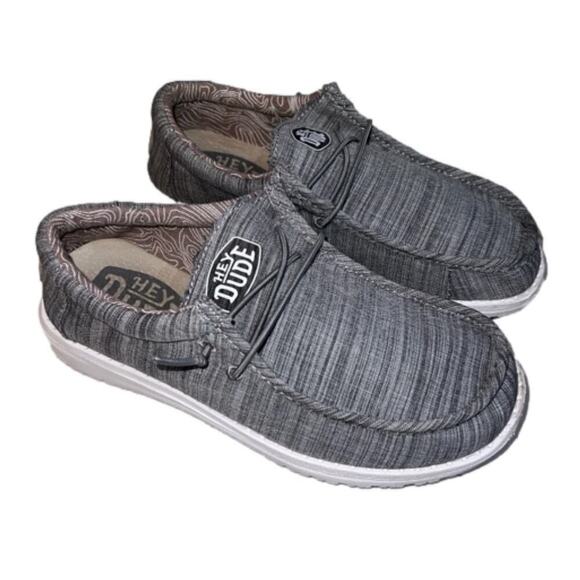 Hey Dude Wally Linen Blend Comfort Shoes Slip On Women’s Size 7 Stone Gray - Picture 1 of 7